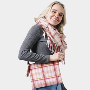Pink  Plaid Check Crossbody / Clutch Bag